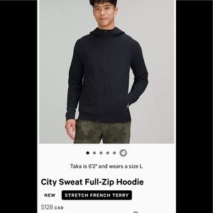 Lululemon like new city sweat full~zip hoody